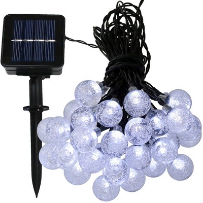 Sunnydaze Outdoor Hanging 30 Count Solar Powered LED Globe Patio Deck Railing String Lights - 20' - White