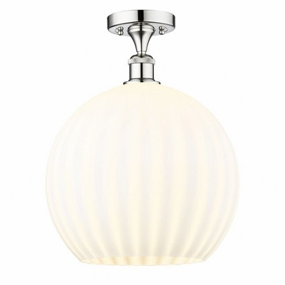 White Venetian - 1 Light Semi-Flush Mount In Modern Style-16.75 Inches Tall and 13.75 Inches Wide