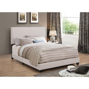NicBex Twin/Full/Queen Upholstered Platform Bed Frame with Nailhead Trim Headboard,Solid Wood Panel Platform Bed,Box Spring Required,Easy Assembly - 1 of 4