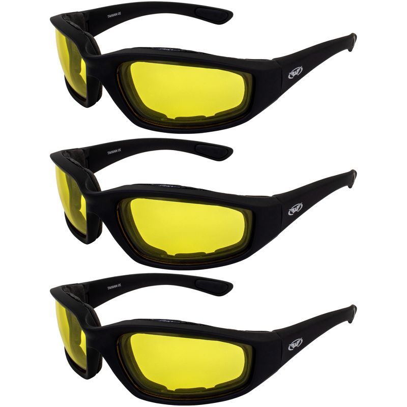 Global Vision Eyewear Kickback Safety Motorcycle Glasses with Yellow Lenses, 1 of 7