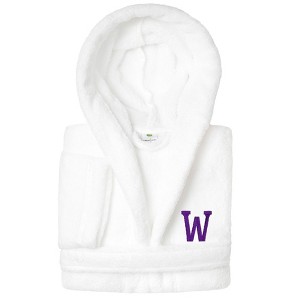 Personalized Linum Kids 100% Polyester SUPER PLUSH Double Brushed Hooded Bathrobe in Purple Bookman Font - 1 of 3