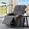 Manual Recliner Chair in Light Gray Corduroy, Supportive Armchair with Phone Holder & 2 Cup Holders, 32.4"x39.57"x38.78"H - 3 of 4