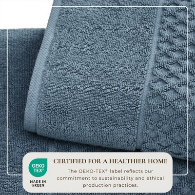 Blue Cotton Diamond Textured 4-Piece Bath Towel Set