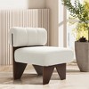 LuxenHome Upholstered White Modern Armless Accent Chair - 2 of 4