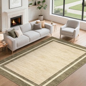 Rugs for Living Room Bedroom Washable Bordered Area Rug Non-Slip Modern Rugs Border Floor Carpet - 1 of 4