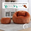 ORRD Pumpkin Shape Bean Bag Chair with Ottoman, Plush Chenille Reading Chair & Lounge Sofa with Pillow for Adults, Living Room, Bedroom，Beige - 3 of 4