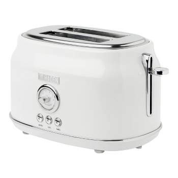Frigidaire ETO102-WHITE, 2 Slice Toaster, Retro Style, Wide Slot for Bread,  English Muffins, Croissants, and Bagels, 5 Adjustable Toast Settings