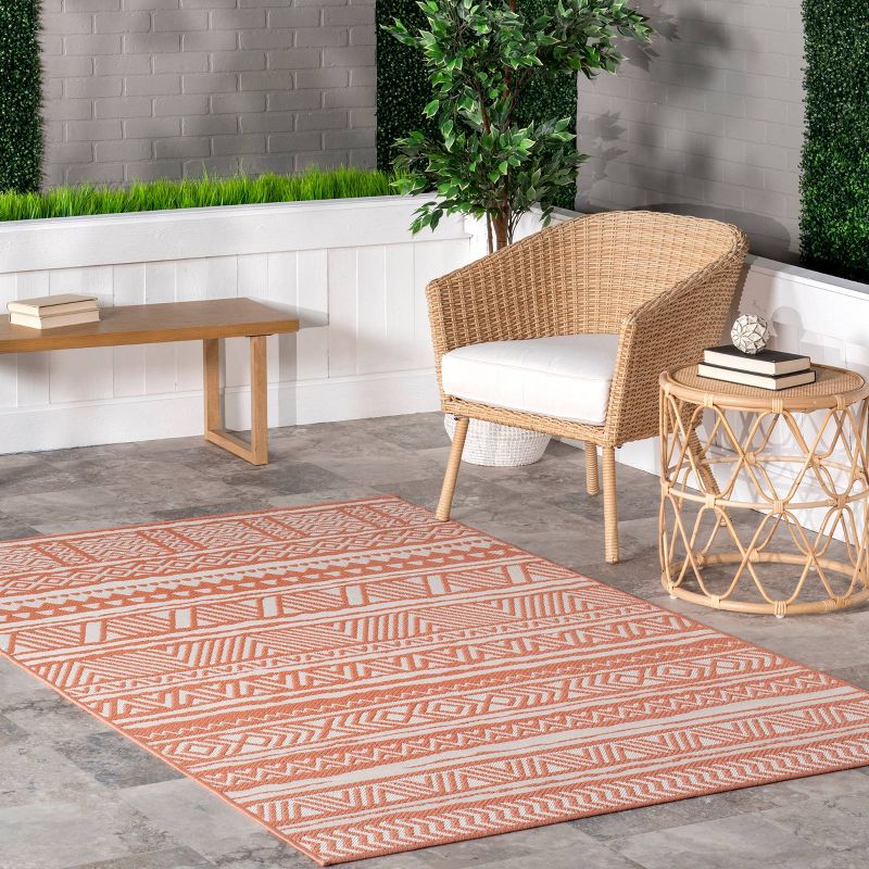 nuLOOM Abbey Tribal Striped Indoor/Outdoor Area Rug Pink, 2 of 10
