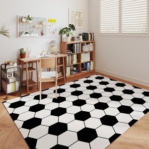 LOVEVOOK Soft Round Rugs for Bedroom, Soccer Rug for Boys, Bedside Area Kids Carpet for Living Room, Nursery, Dorms Machine Washable 47 Inch - 1 of 4