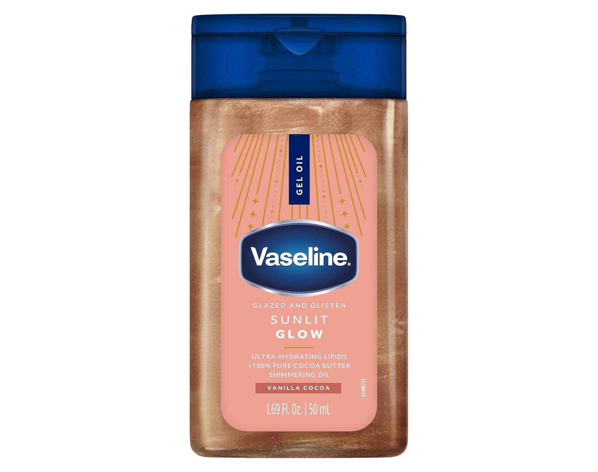 Vaseline Glazed & Glisten Vanilla Cocoa Shimmering Gel Body Oil - Sunlit Glow - 1.69oz