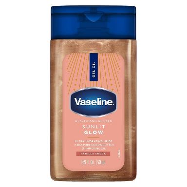 Vaseline Glazed & Glisten Vanilla Cocoa Shimmering Gel Body Oil - Sunlit Glow - 1.69oz