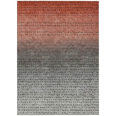 Rust And Gray Abstract Washable Indoor Outdoor Area Rug