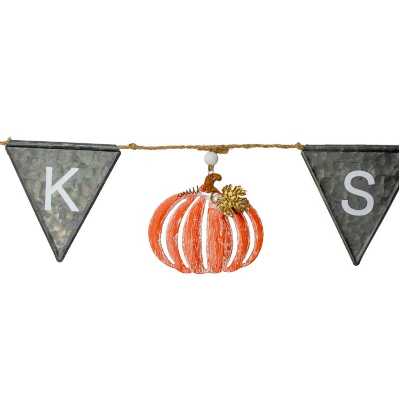 Northlight 64" Metal Gray, White, and Orange Thanksgiving "THANKS" Decorative Banner, 2 of 5