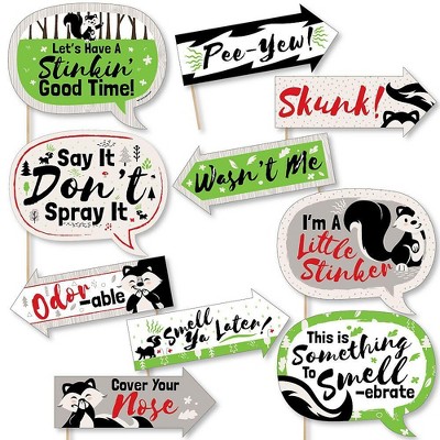 Big Dot of Happiness Funny Little Stinker - Woodland Skunk Baby Shower or Birthday Party Photo Booth Props Kit - 10 Piece