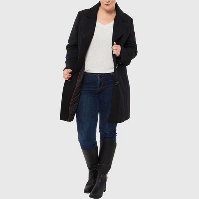 Alpine Swiss Alice Womens Plus Size Wool Overcoat Classic Notch Lapel Walking Coat BLK 1XL — фото 2