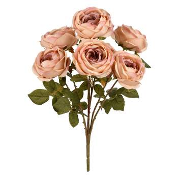Pure Garden Artificial Open Rose Bundles – 18pc Real Touch Fake 11.5-inch Flowers with Stems for Home Décor, Wedding or Bridal/Baby Showers (Coral)