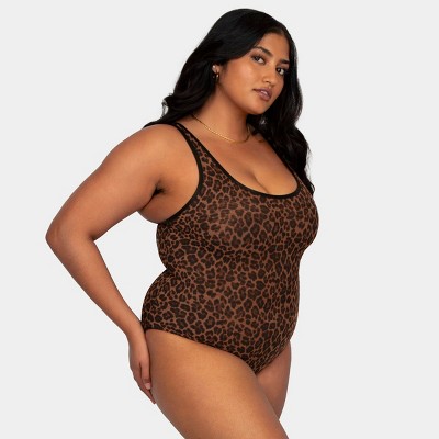 Curvy Couture Plus Size Women's Sheer Mesh Bodysuit