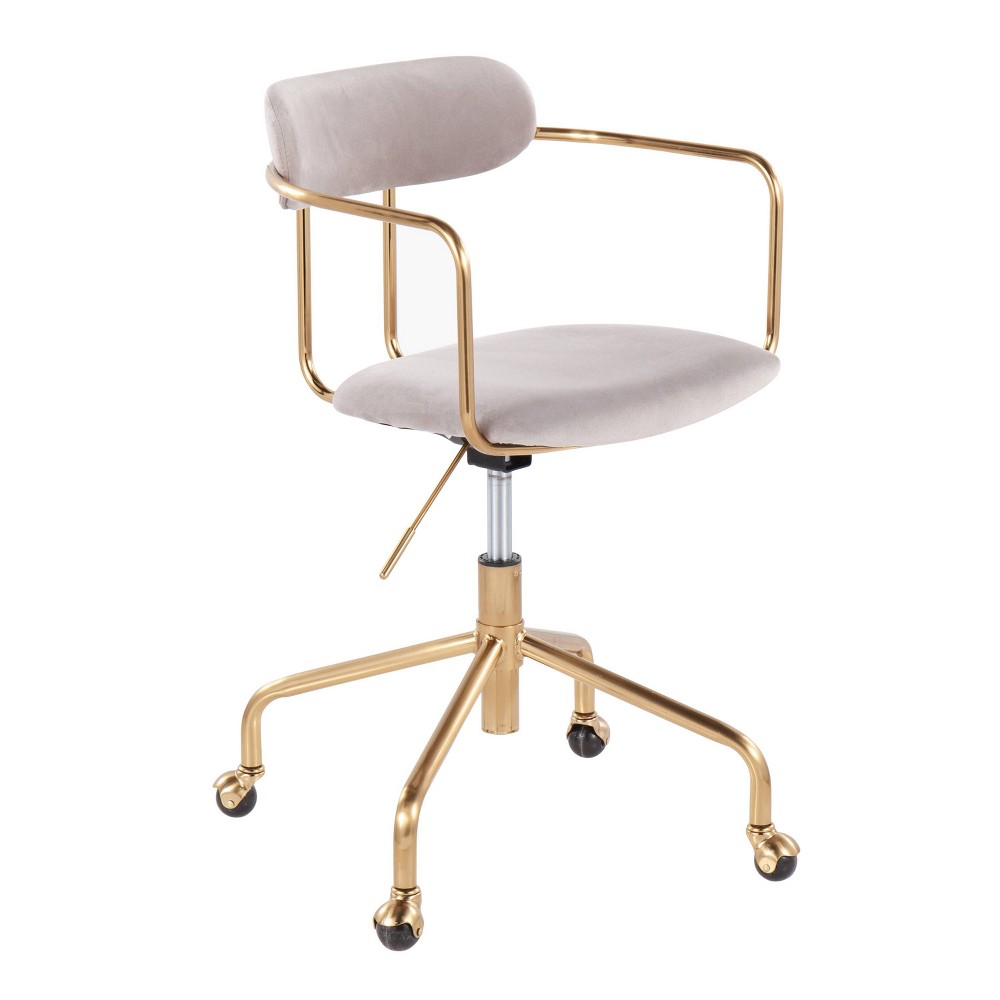 Photos - Computer Chair Demi Velvet/Metal Task Chair Gold/Silver - LumiSource
