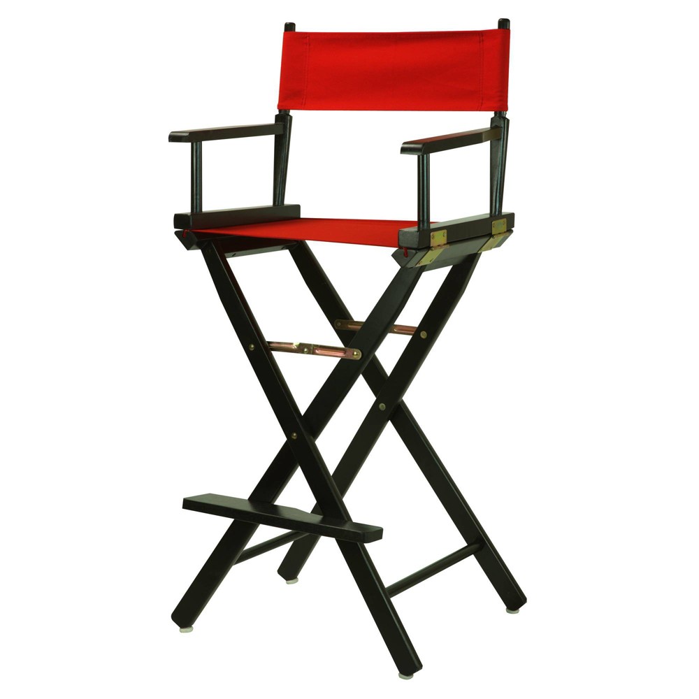 Photos - Chair Bar-Height Director's  - Black Frame, Red Canvas