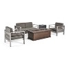 Cape Coral 4pc Metal Conversation and Gas Fire Table Set - Khaki/Brown/Black - Christopher Knight Home - image 2 of 4
