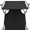 VidaXL Folding Sun Lounger with Canopy Steel and Fabric Black - 4 of 4