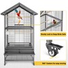 Large Brid Cage, Wrought Iron Bird Fight Cage for Parakeet Conure Cockatoo, Outdoor Bird Cage with Wheels, 4 Perches, 4 Feed Bowls, Black - 4 of 4