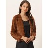 Allegra K Women's Winter Warm Cropped Collarless Faux Fur Fluffy Jacket - 2 of 4