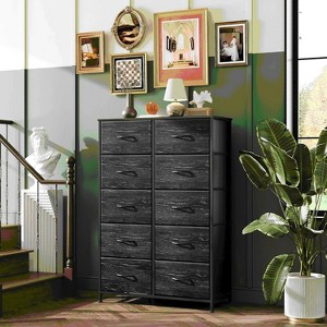 Tall Dresser with 10 Fabric Drawers, Storage Tower with Cabinet, Metal Frame, Organizer Units for Closet - 1 of 4