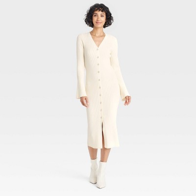 Women's Bell Long Sleeve Midi Sweater Dress - A New Day™