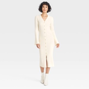 Women's Bell Long Sleeve Midi Sweater Dress - A New Day™ - 1 of 3