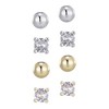 Adornia 14k Gold and Silver Plated Ball and CZ Solitaire Stud Set - 4 of 4