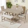 6-Piece Modern Dining Table Set with Bench and 4 Upholstered Chairs, Solid Wood Half-Round Base Kitchen Dining Room Furniture - 3 of 4