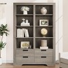 72" Tall Book Shelf with Storage, Farmhouse Floor Standing Bookcase,Book Shelf with 4 Drawers, Freestanding Display Storage Shelves - 2 of 4