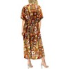 LA LEELA Women's House Daily Routine Evening Wear Holiday Casual Loungewear Loose Slit Dress Caftan Long Boho Night Shirts 2X-3X Multicolored, Floral - 3 of 4