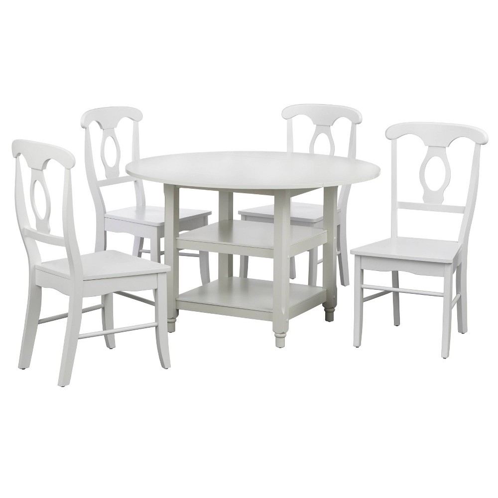 Photos - Dining Table 5Pc Napoli Drop Leaf Farmhouse Dining Set White - Buylateral