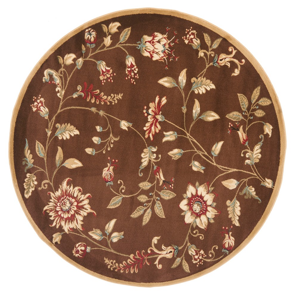 5'3inx5'3in Round Clare Floral Loomed Accent Rug Brown/Multi Round - Safavieh