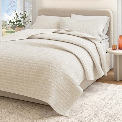 Reversible Honeycomb Waffle Garment Washed Cotton Quilt Set - Great Bay Home