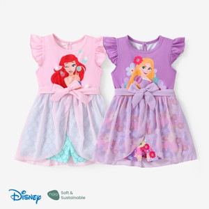 Disney Princess Frozen Elsa Toddler Girl Cute Romper With Tulle Skirt Overlay Birthday Summer Jumpsuit 2-6Years - 1 of 4