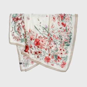 Anna-Kaci Women's Floral Print Square Scarf with Lightweight Draped Fabric, Soft Smooth Texture, and Elegant Border Detailing 35.5x35.5in - 1 of 4