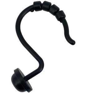 Home Mart Goods 12 Piece Set - Matte Black Heavy Duty Shower Curtain Hooks Rings Rustproof Metal - 1 of 2
