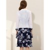Allegra K Women's Chiffon V Neck Contrast Panel Work Jacket Dress Suit Set 2 Pcs - 4 of 4