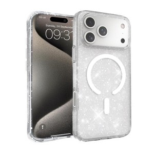 Entronix [Magnetic] Case Compatible with iPhone 17 Pro - [Hard Back] Glitter Clear - 1 of 4