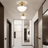 DORESshop 9 in.Farmhouse Schoolhouse Ceiling Light, Brass Finish with White Frosted Glass Shade for Bedroom, Kitchen, Hallway - 3 of 4