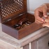 Mela Artisans Wood Keepsake Box with Hinged Lid in Trellis Design Medium Polish Finish, Large - 3 of 4