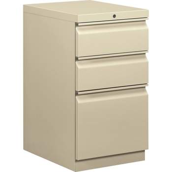 HON Brigade 3-Drawer Mobile Vertical File Cabinet Letter Size Lockable 28"H x 15"W x 20"D Putty