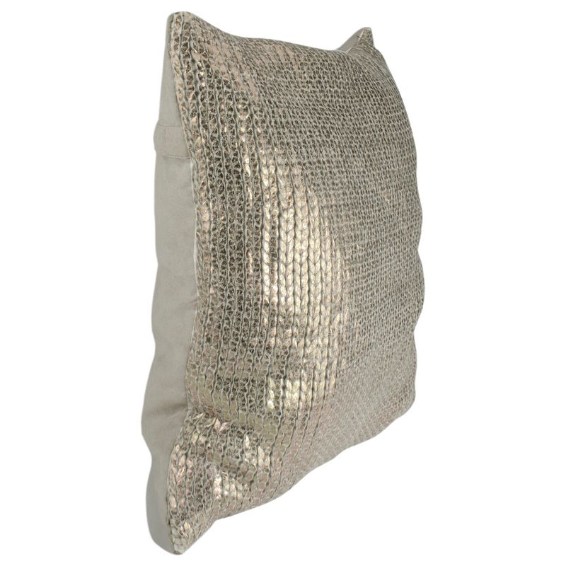 Northlight 17" Gold Metallic Knit Throw Pillow with Suede Velvet Backing, 3 of 6