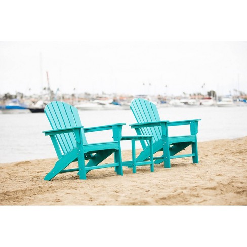 Hampton 3pc Outdoor Adirondack Chair & Table Set – White – LuXeo For Sale