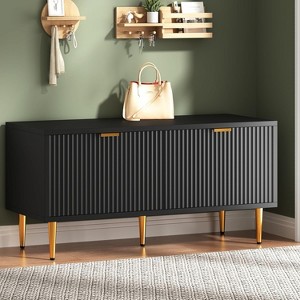 TackView Shoe Storage Bench, Modern Fluted Shoe Cabinet with Storage, Compact Wooden Mudroom Bench - 1 of 4