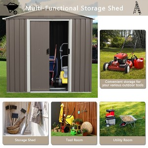 6FT x 5FT Outdoor Metal Storage Shed With Floor Frame Sun Protection Waterproof Storage House With Lockable Sliding Door - 1 of 4