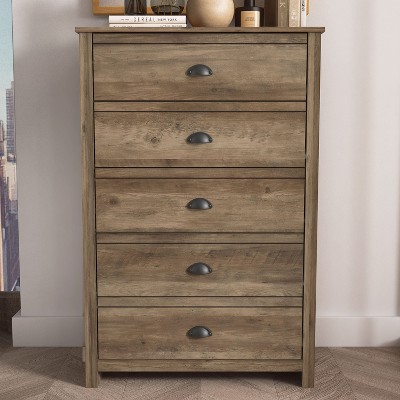 Galano Geodarno 5 Drawer Chest (Interlock) - Knotty Oak
